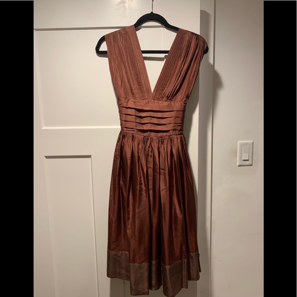Shiny brown BCBGMaxAzria midi dress